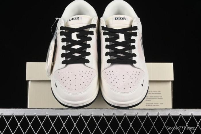 Nike SB Dunk Low Dior Collection - Beige Grey Black Swoosh Anniversary High-End Custom Low-Top Casual Skate Shoes - XD6188-041