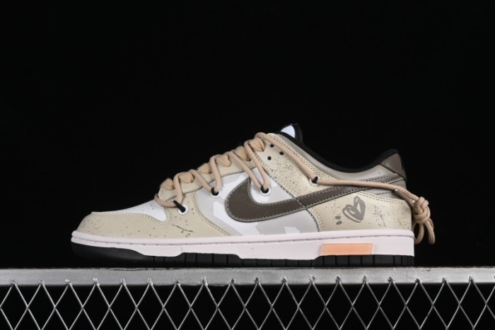 Nike Dunk Low Panda Prank Summer Theme Love Khaki Pudding Milk Tea SB Strap Low-Top Casual Sneakers - CW1590-100