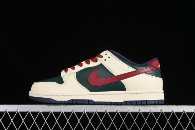 Nike SB Dunk Low Retro Skateboarding Shoes with Gorge Green and Red Swoosh Design - FV8106-361 1