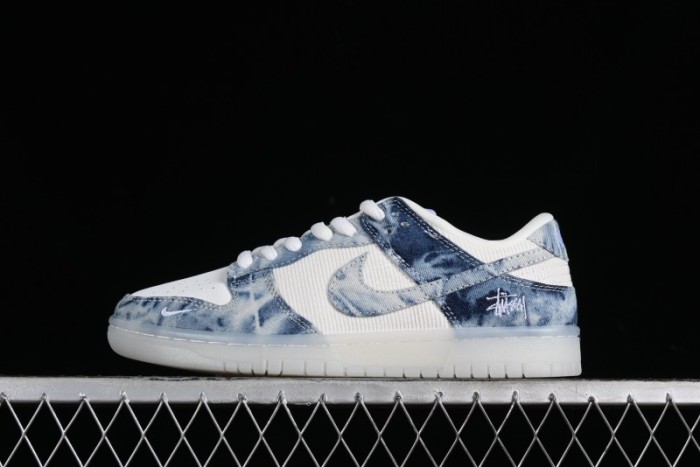 Nike SB Dunk Low Stussy Collaboration - Crystal Denim Anniversary Custom Low-Top Casual Skate Shoes - JH8039-937 1