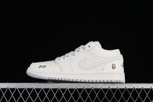 Nike Air Jordan 1 Low BAPE Collaboration - White Grey Basketball Shoes - WG8850-003 1