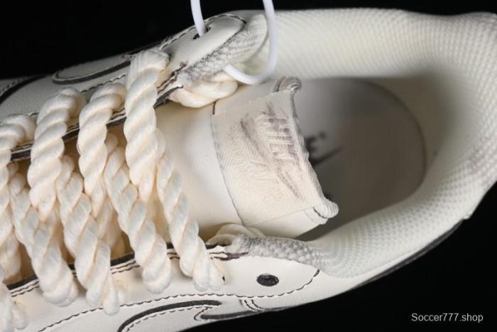 Nike Air Force 1 '07 Low Casual Sneakers with Hemp Rope Laces and Distressed Design - 315122-333 1