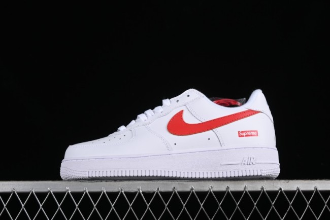 Nike Supreme x Air Force 1 Low Casual Sneakers with Full-Grain Leather and 3/4 Air Cushion - CU9225-101