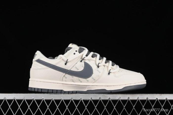 Stussy x Nike Dunk Low SB Sneakers in Off-White and Gray with Stussy S Titanium Accessory - SJ2068-275