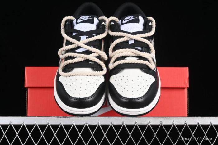 Nike Dunk Low SB Deconstructed Lace-Up Casual Sneakers with Scottish Plaid and Hemp Rope Design - DD1391-100 1