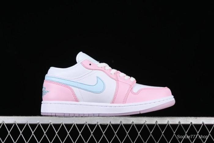 Nike Air Jordan 1 Low  White/Pink Foam/Glacier Blue  Casual Sneakers - HM3706-141