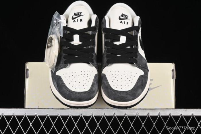 Nike Air Jordan 1 Low Retro Basketball Shoes - Black Velvet Pig Collaboration Custom Design - SJ9950-016