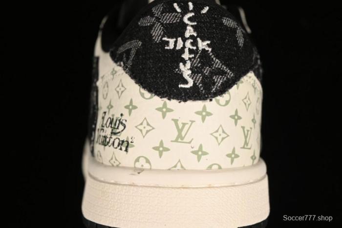 Nike Air Jordan 1 Low OG SP Travis Scott x Fragment Design Black Denim Print Casual Sneakers - SJ2068-005 1