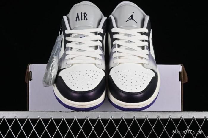 Nike Air Jordan 1 Low SE Casual Sneakers in Black White with Metallic Purple Accents - HF5759-101 1