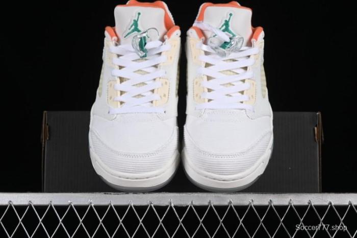 Nike Air Jordan 5 Low Retro Sneakers in White Orange Green Corduroy - CW4204-100 1