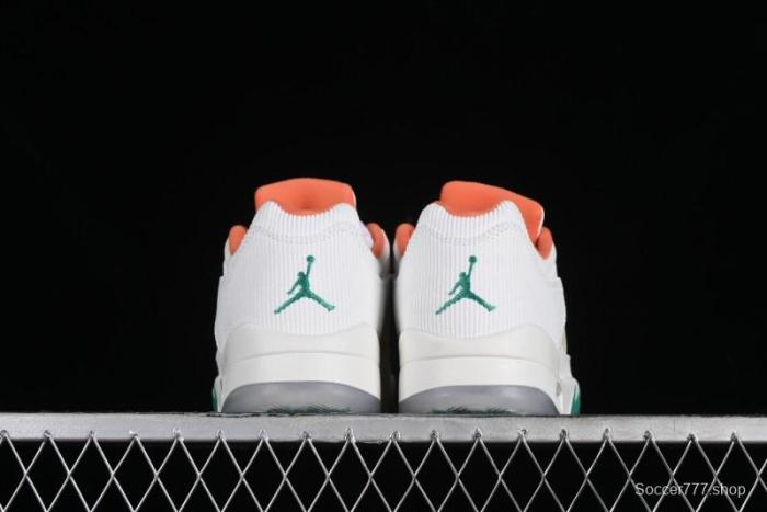 Nike Air Jordan 5 Low Retro Sneakers in White Orange Green Corduroy - CW4204-100 1