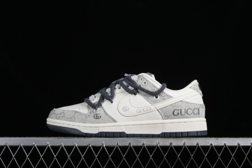 Nike SB Dunk Low Gucci Collaboration - Lace-Up Ash Anniversary High-End Custom Low-Top Casual Sneakers - SJ2068-263