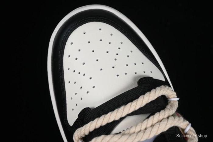 Nike Dunk Low SB Deconstructed Lace-Up Casual Sneakers with Scottish Plaid and Hemp Rope Design - DD1391-100 1