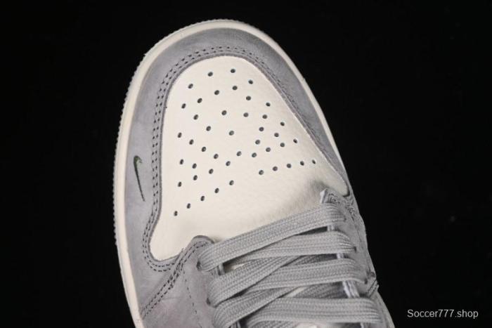 Nike Air Jordan 1 Low Stussy Collaboration - Light Green Elegant Grey Retro Basketball Shoes - WG8850-016