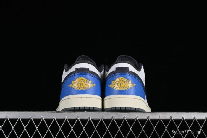 Nike Air Jordan 1 Low Flight Vintage Casual Sneakers with Distressed White-Blue Design - FV8439-104 1