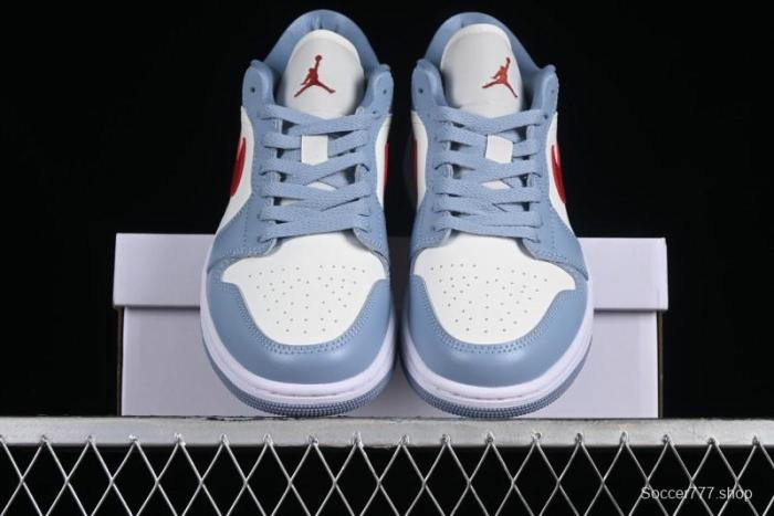 Nike Air Jordan 1 Low AJ1 White Blue Red Toe Casual Sneakers - DC0774-164