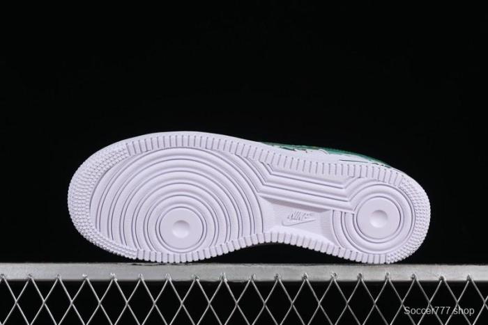 Nike Air Force 1 '07 Low Witch Collaboration Custom Leather Sneakers with Skull and Gradient White-Green Design - CW2288-111 1