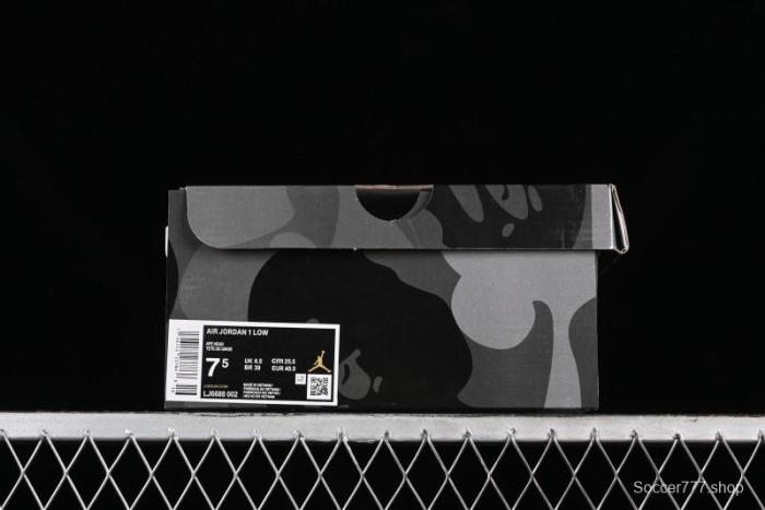 Nike Air Jordan 1 Low AJ1 Bape Collaboration - Pig Eight Patchwork Custom High-End Low-Top Basketball Shoes - LJ6688-002