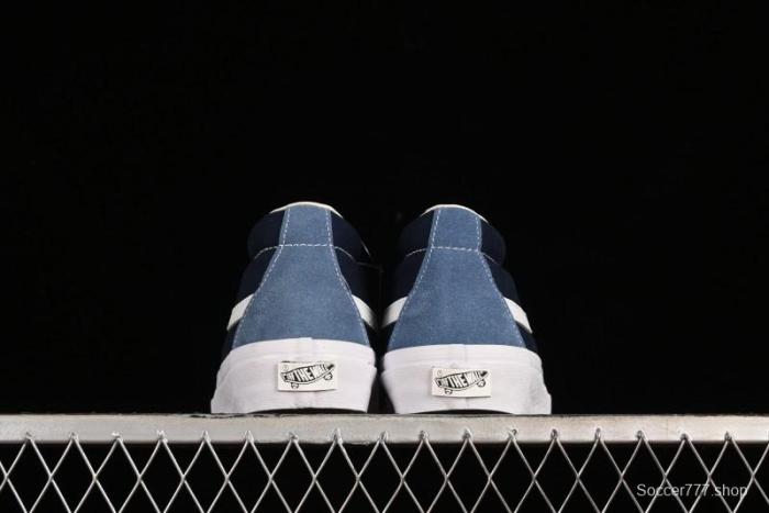 Vans Sk8-Mid Reissue 83 High-End Retro Skate Shoes with Blue Patchwork Suede - VN000CQQDWR 1