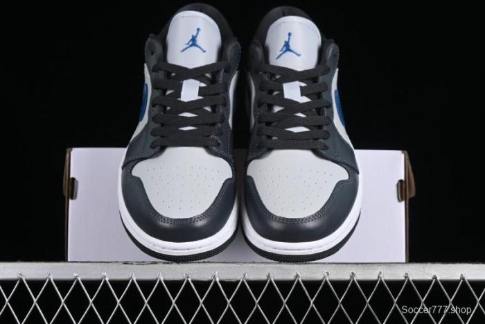 Nike Air Jordan 1 Low AJ1 Black Grey Blue Hook Basketball Shoes - DC0774-040 1
