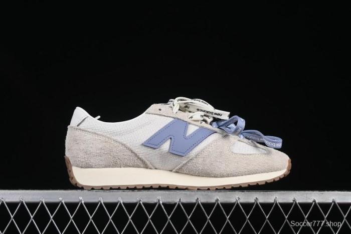 New Balance 237 Heritage Sneakers - Suede and Mesh in Muted Gray with Blue Accents