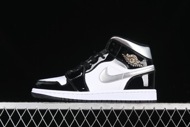 Nike Air Jordan 1 Mid Basketball Shoes White Black Silver - HV0789-010