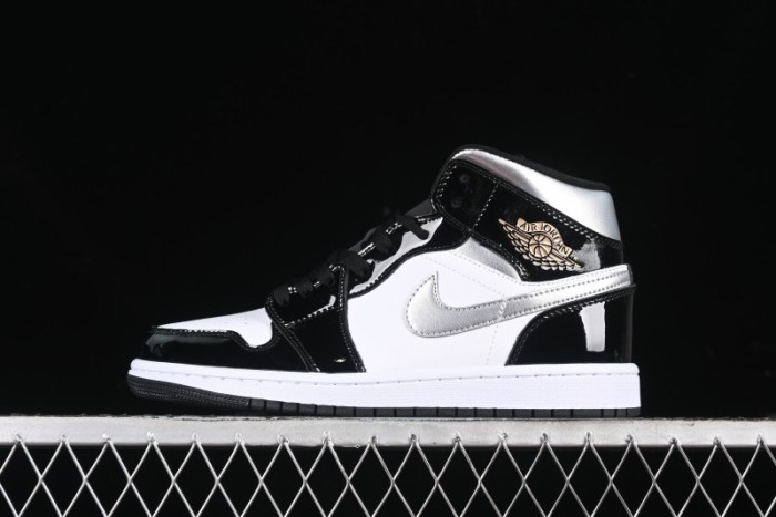 Nike Air Jordan 1 Mid Basketball Shoes White Black Silver - HV0789-010