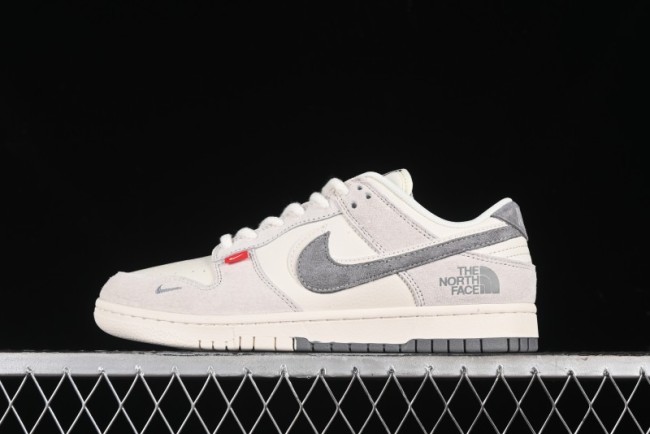 Nike SB Dunk Low The North Face Collaboration - Grey Pigskin Navy Swoosh Anniversary Custom Low-Top Casual Skate Shoes - SJ1089-009