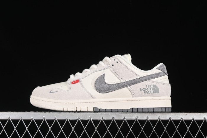 Nike SB Dunk Low The North Face Collaboration - Grey Pigskin Navy Swoosh Anniversary Custom Low-Top Casual Skate Shoes - SJ1089-009
