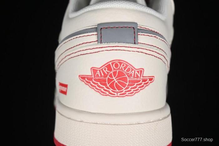 Nike Air Jordan 1 Low AJ1 Supreme Collaboration - Red Rabbit Retro Basketball Shoes - SJ9950-025