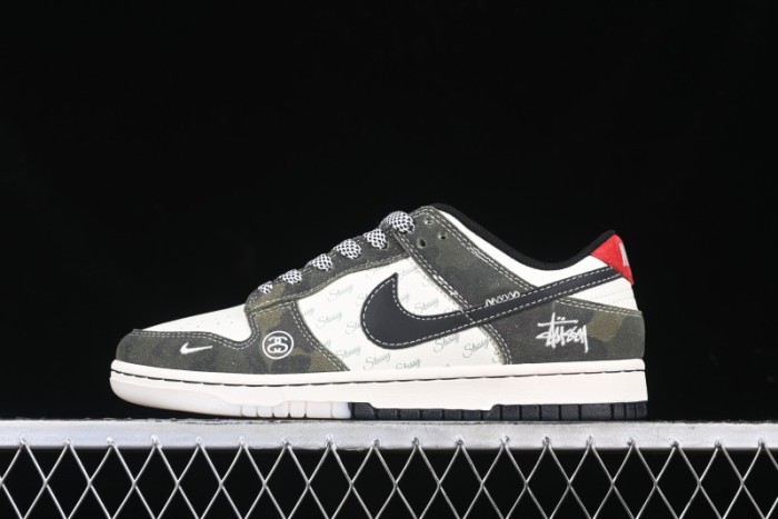 Nike SB Dunk Low Stussy Collaboration - Camo Black Swoosh Anniversary High-End Custom Low-Top Casual Sneakers - DM6868-011