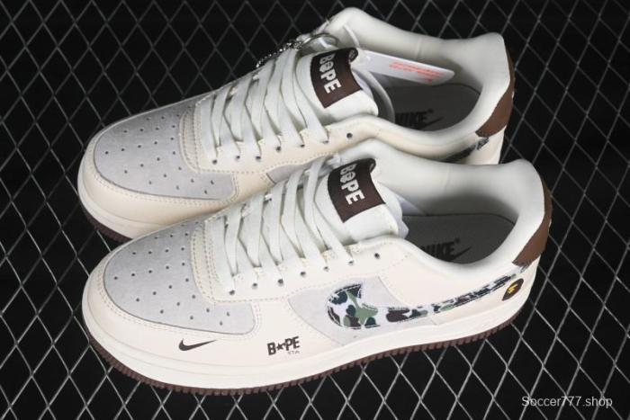 Nike Air Force 1 '07 Low Bape Camouflage Swoosh Beige Casual Sneakers - DF0188-030