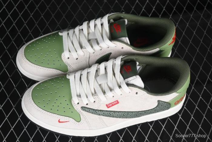 Nike Travis Scott x Fragment Design x Air Jordan 1 Low OG SP AJ1 Snake Year Limited Edition Low-Top Casual Sneakers - DM7866-075