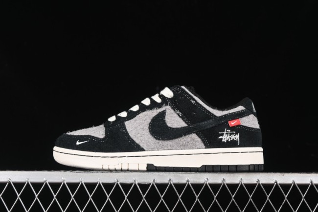 Nike SB Dunk Low Stussy Series - Grey Black with Black Swoosh Anniversary Custom Low-Top Casual Skate Shoes - MM1089-028