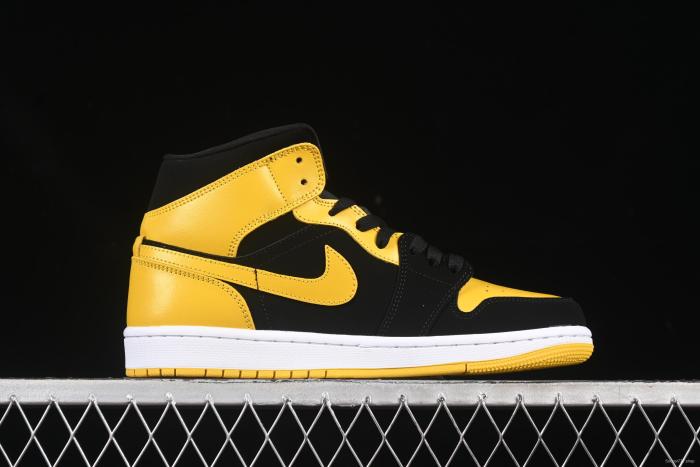 Nike Air Jordan 1 Mid AJ1 Black Yellow Mid-Top Casual Sneakers - HJ6654-071