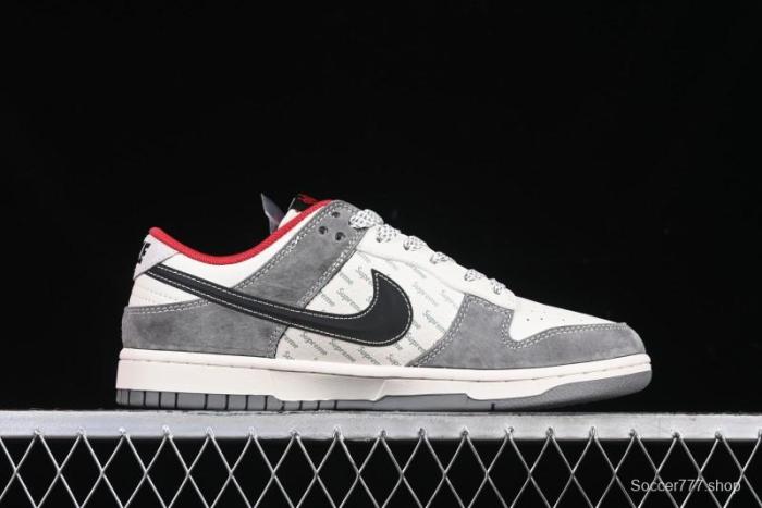 Nike SB Dunk Low Supreme Collaboration Bullet Screen Black Check Anniversary Customized Low-Top Casual Sneakers - FC1688-208