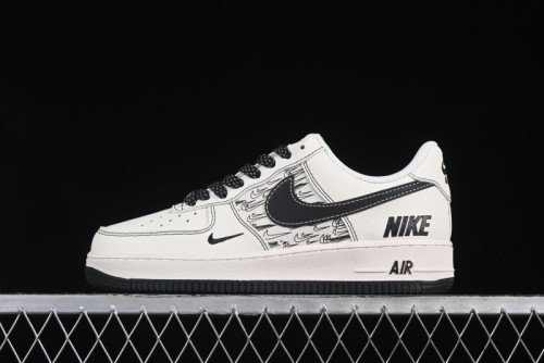 Nike Air Force 1 '07 Low Custom Casual Sneakers with Multiple Swoosh Design - HH7518-068