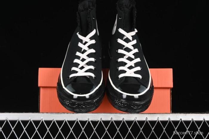 Converse Chuck 1970s High Top Canvas Shoes in Black Lace Punk Style - A10026C