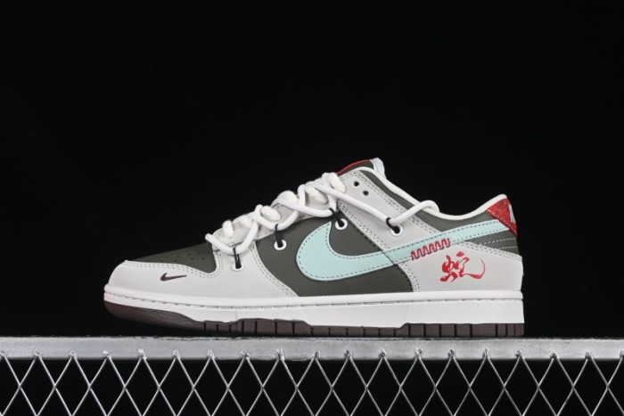 Nike SB Dunk Low Year of the Snake Special Edition with Strap Gray Green Blue Swoosh Anniversary Custom Low-Top Casual Skate Shoes - YX5066-289