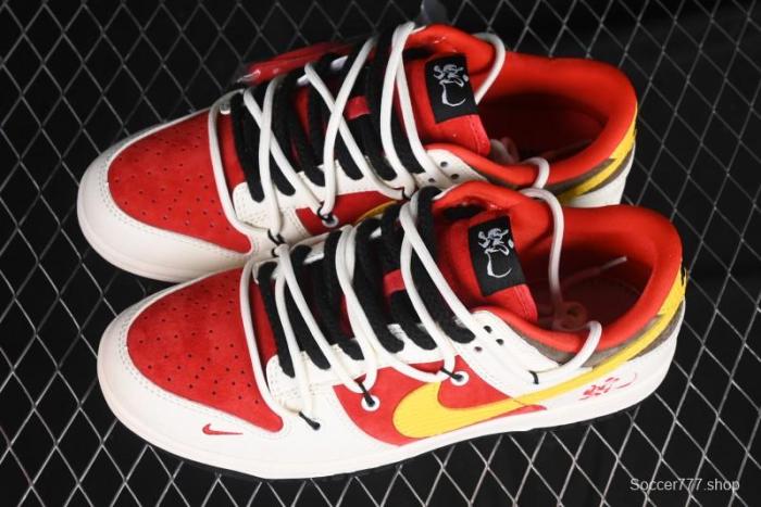 Nike SB Dunk Low Year of the Snake Series Beige Red Yellow Swoosh Anniversary Custom Low-Top Casual Skate Shoes - YX5066-265