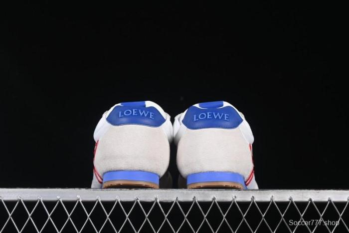 Loewe Ballet Runner 2.0 Sneakers Retro Style Low-Profile Casual Sports Shoes with Asymmetric Toe Design - White Blub