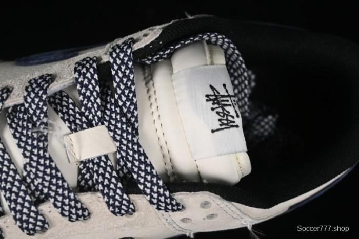 Nike SB Dunk Low Supreme x Stussy Triple Collaboration - Off White Navy Swoosh Anniversary Custom Low-Top Casual Sneakers - SJ2068-301