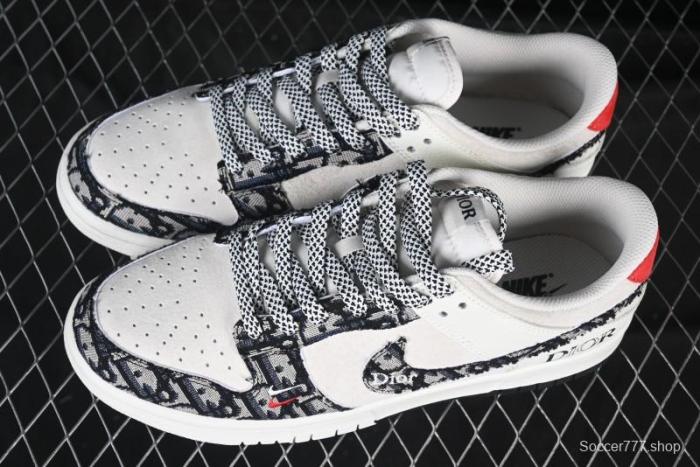 Nike SB Dunk Low Dior Collaboration Woven Black Swoosh Anniversary High-End Custom Low-Top Casual Sneakers - DJ2024-131