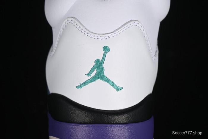 Nike Air Jordan 5 Retro Sneakers in White and Purple Grape Colorway - 136027-108