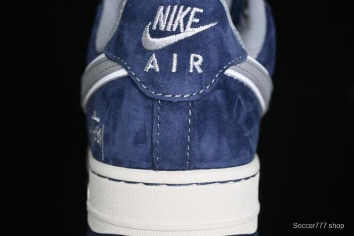 Nike Air Force 1 '07 Low Stussy Collaboration - Grey Blue Suede Low-Top Casual Sneakers - SJ6698-007