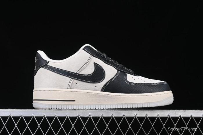 Nike Air Force 1 '07 Low Moncler Collaboration - Black Lychee Grain Pigskin Low-Top Casual Sneakers - CH6336-514