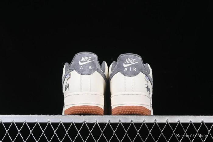 Nike Air Force 1 '07 Low Stussy Collaboration - Grey Swoosh Casual Sneakers - XZ6188-256