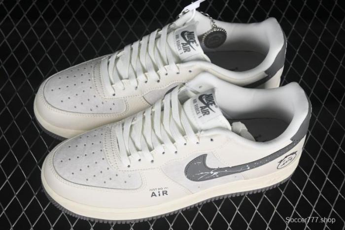 Nike Air Force 1 '07 Low Casual Sneakers in Light Grey with Custom Hardware - DF0188-036