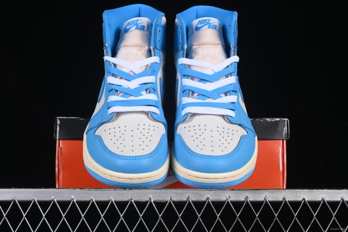 Nike Air Jordan 1 High OG  UNC Reimagined  Retro Basketball Shoes with Cracked Leather and Vintage Midsole - DZ5485-402
