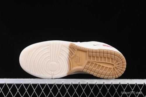 Nike SB Dunk Low Supreme Collaboration Two-Tone Khaki Anniversary High-End Custom Low-Top Casual Skate Shoes - BB8675-111